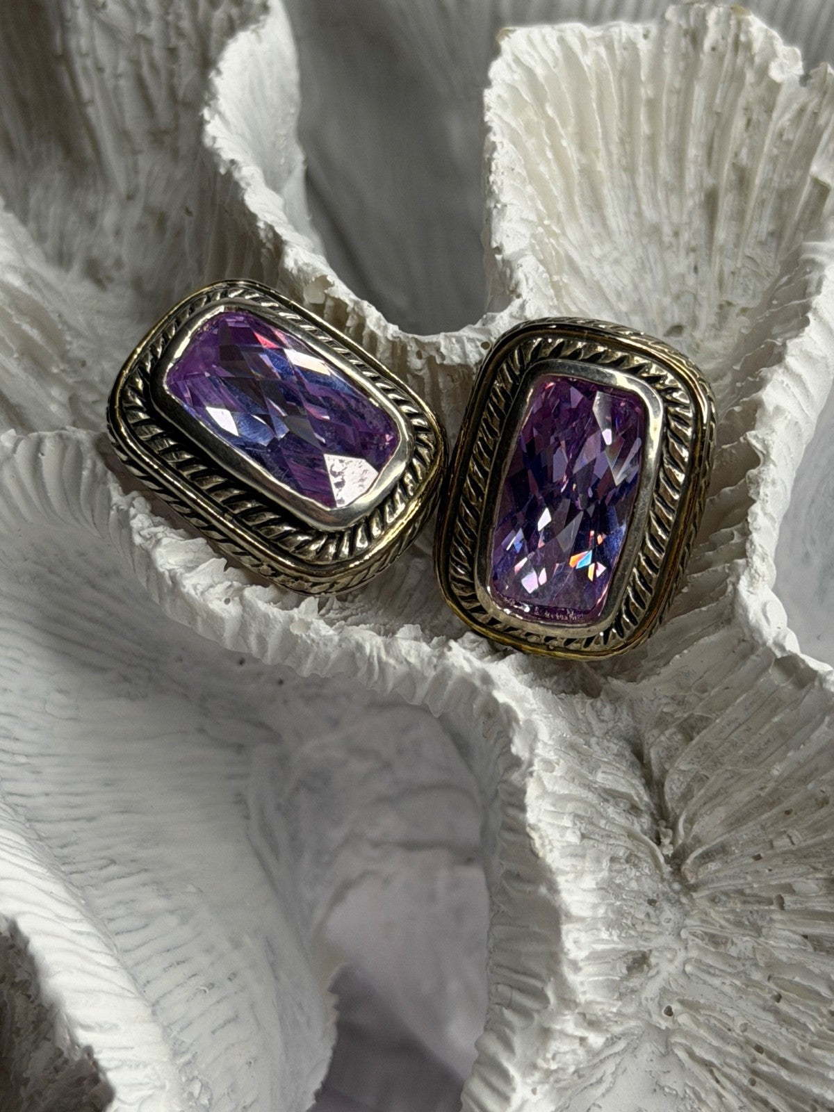 925 Sterling Silver Amethyst Clip-On Earrings