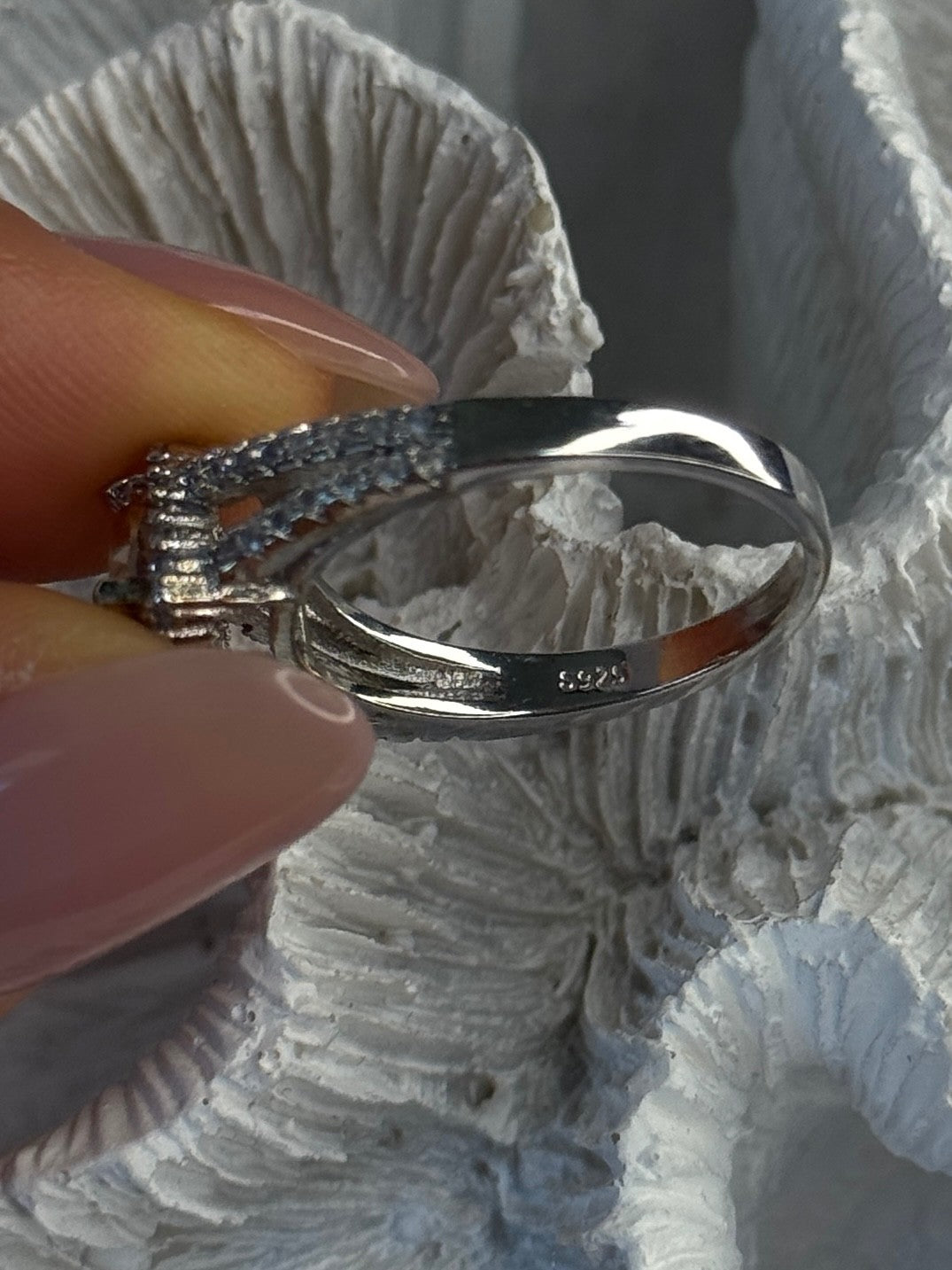 925 Sterling Silver Citrine & Beryl Ring Size 8.5