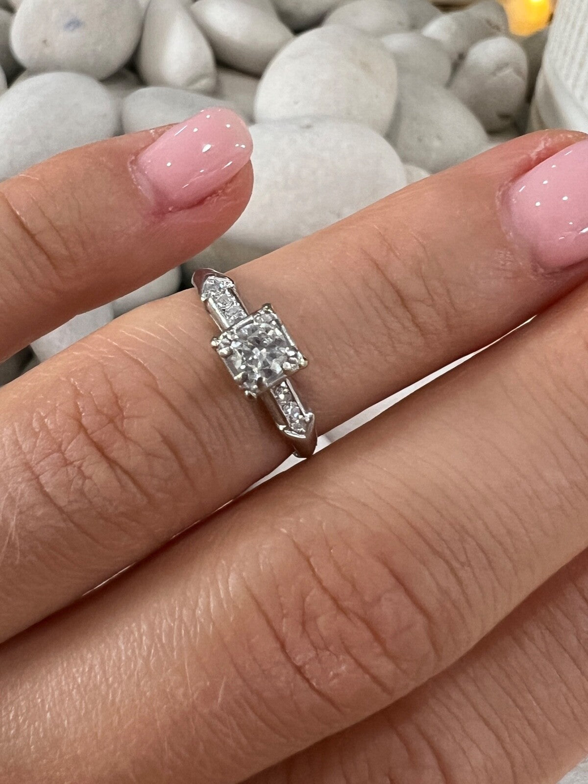Jabel 18K White Gold Diamonds Ring Size 4.5
