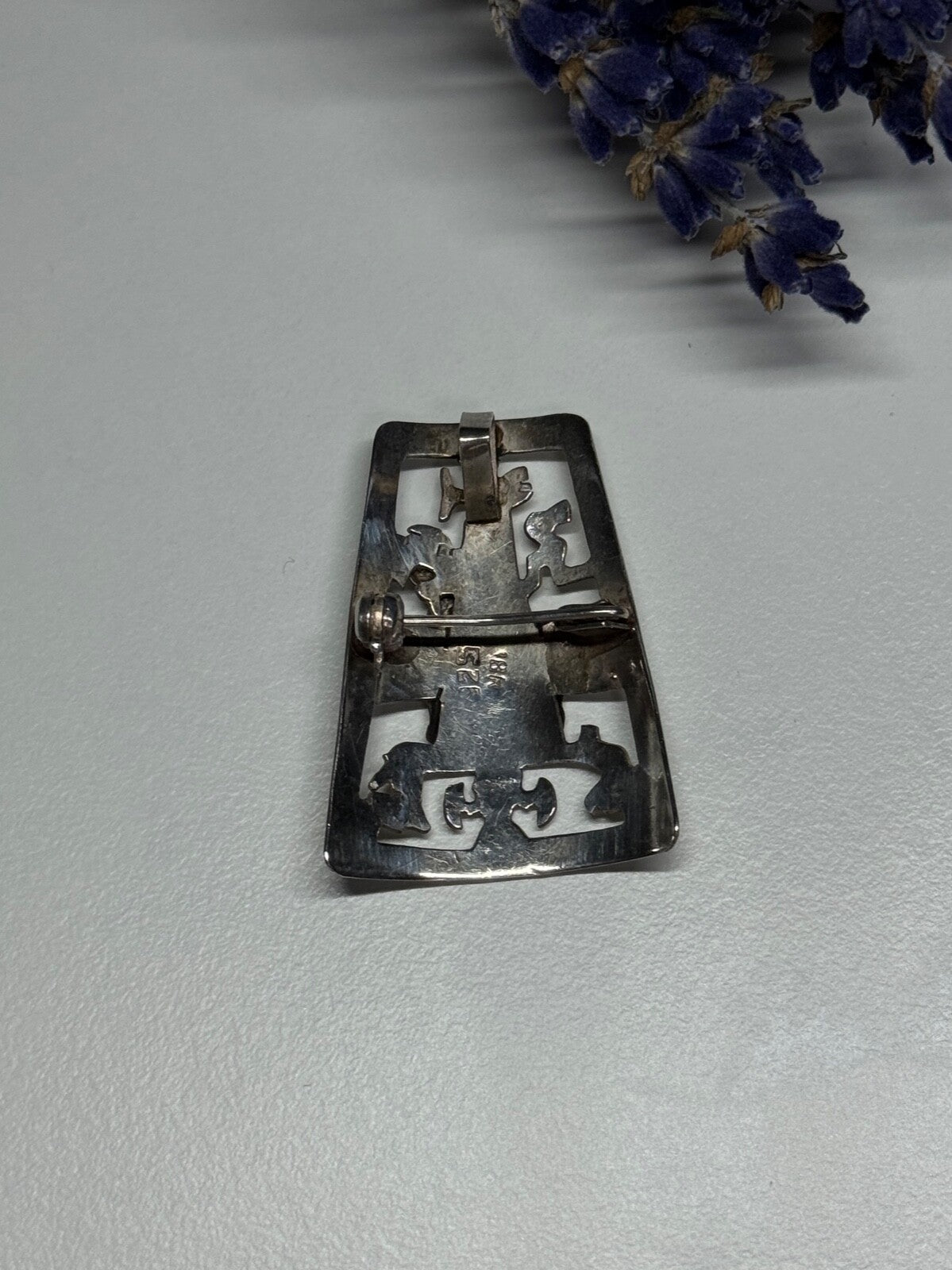 925 Sterling Silver Brooch Length 34 Mm