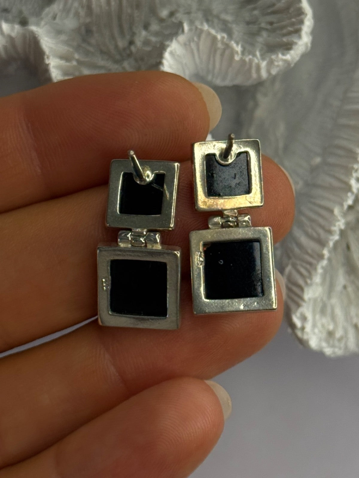 925 Sterling Silver Amber Earrings Length 0.90 Inch