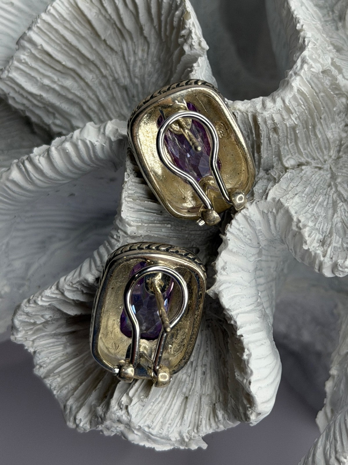 925 Sterling Silver Amethyst Clip-On Earrings