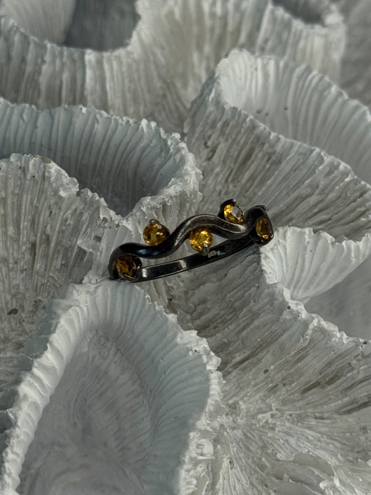 925 Sterling Silver Citrine Ring Size 9.5