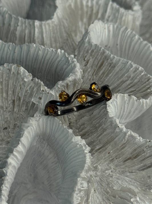 925 Sterling Silver Citrine Ring Size 9.5