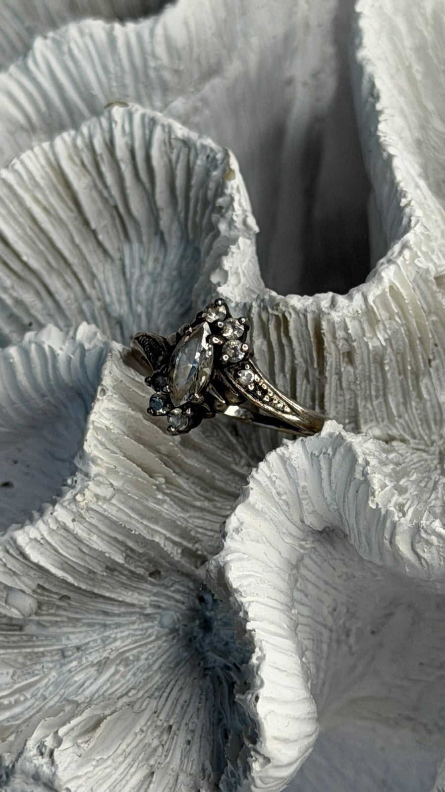 925 Sterling Silver White Tourmaline Ring Size 5.5