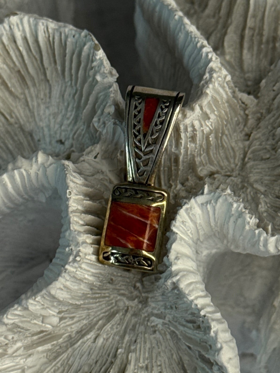 Vintage 925 Sterling Silver Carnelian Pendant Length 1.20 Inch