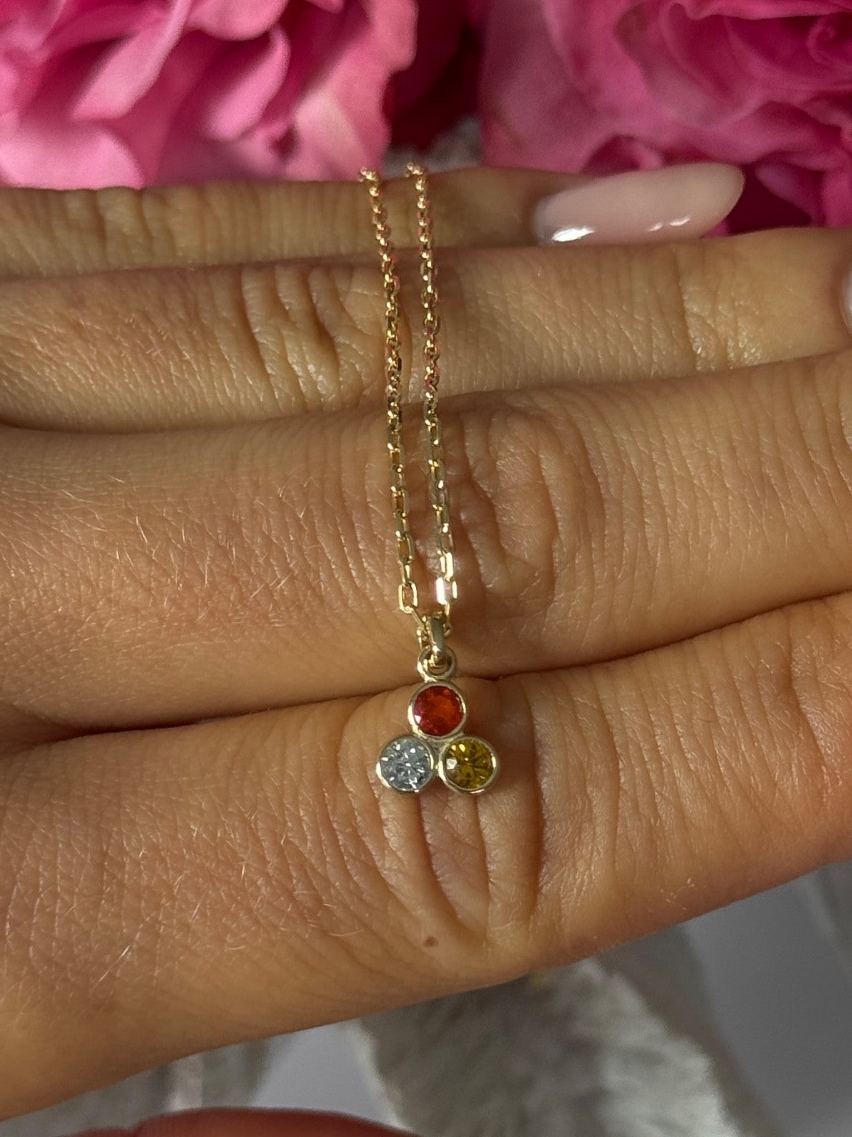 14K Yellow Gold Diamond Citrine Spinel Necklace