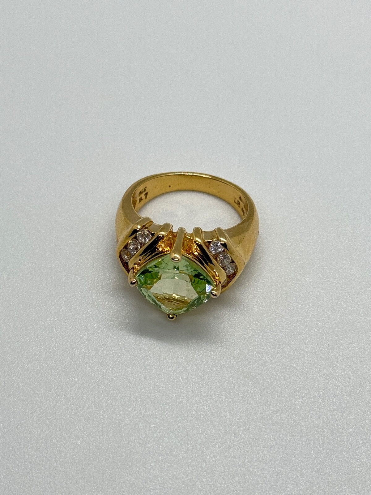 925 Sterling Silver Gold Plated CZ Ring Size 6