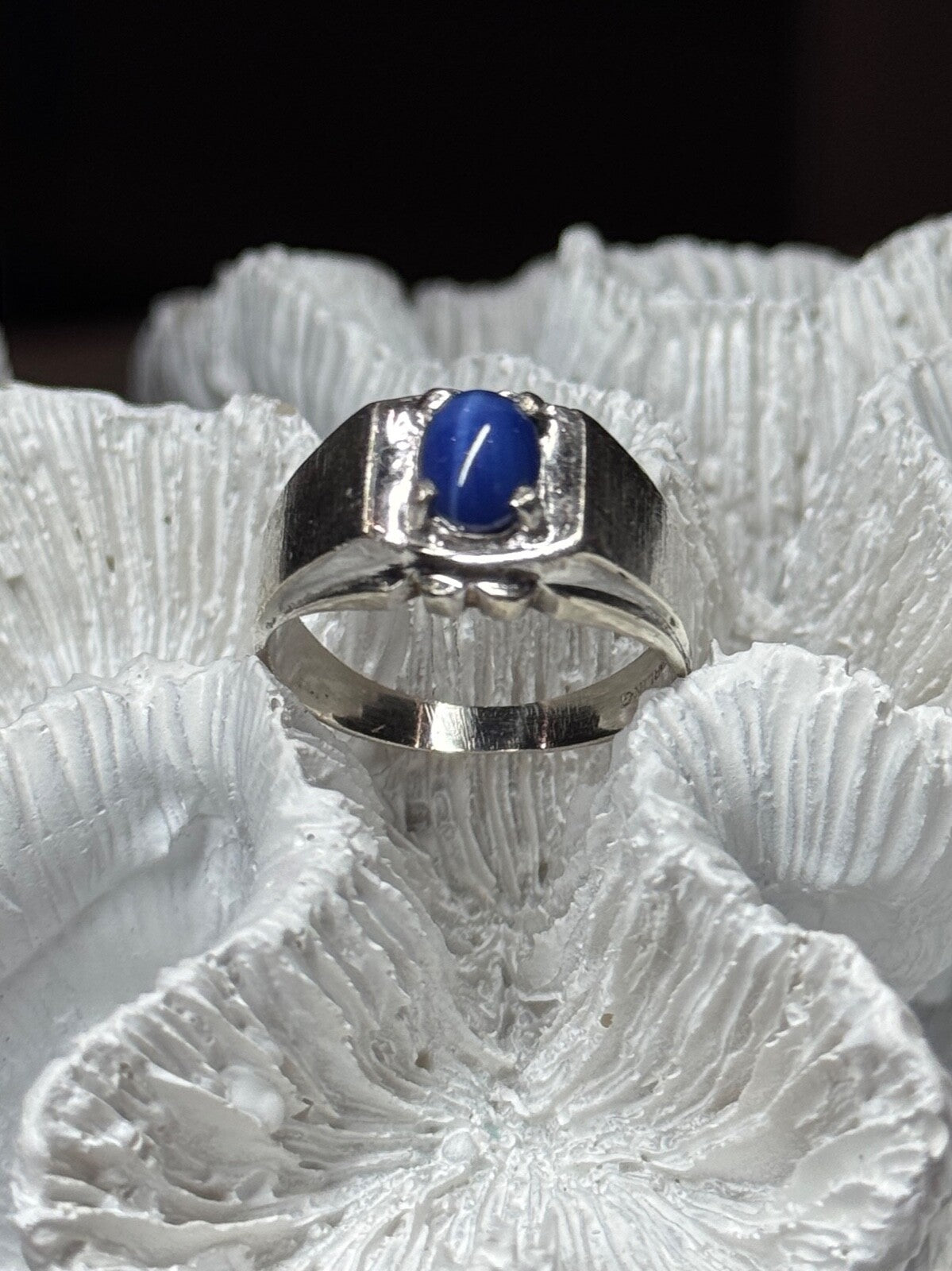 Men's 925 Sterling Silver Star Sapphire Ring Size 8.5