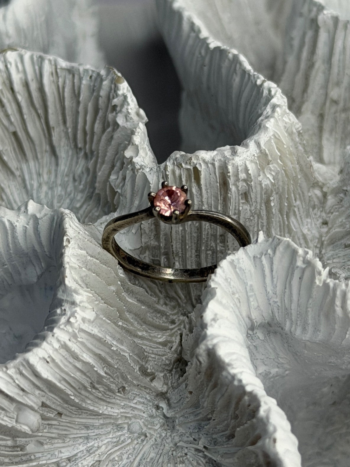 925 Sterling Silver Morganite Ring Size 4