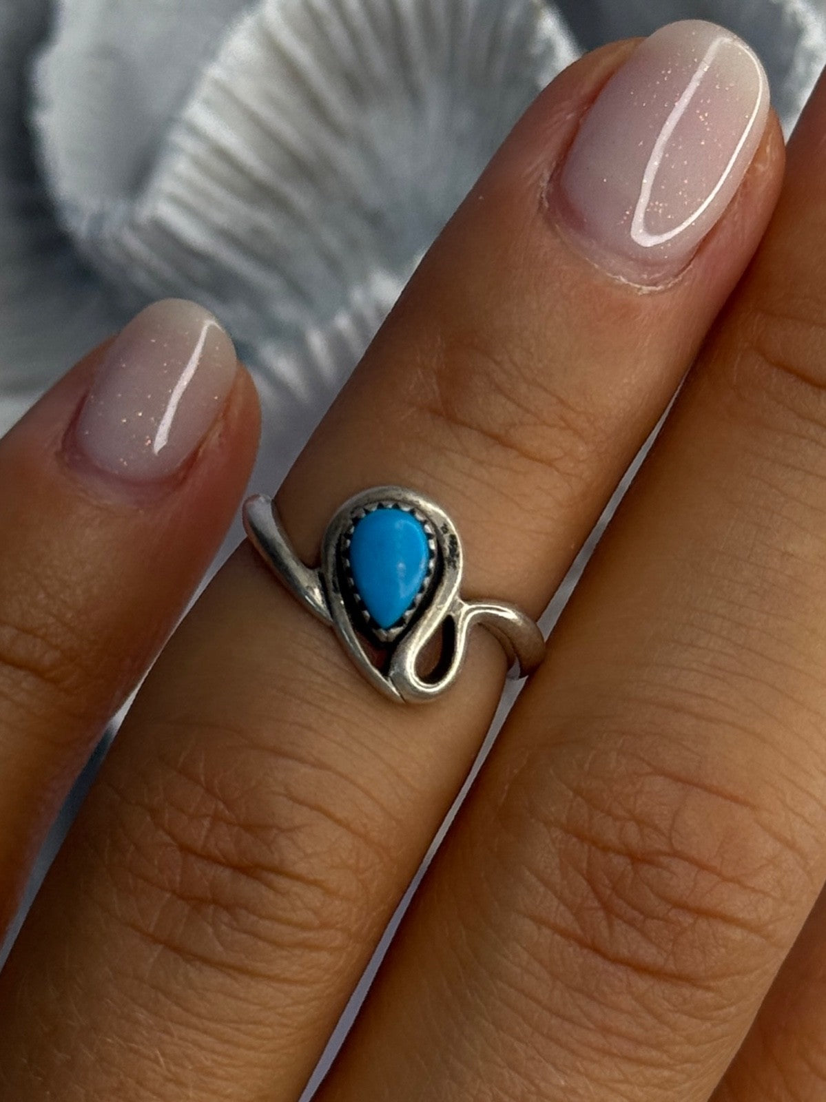 925 Sterling Silver Turquoise Ring Size 4