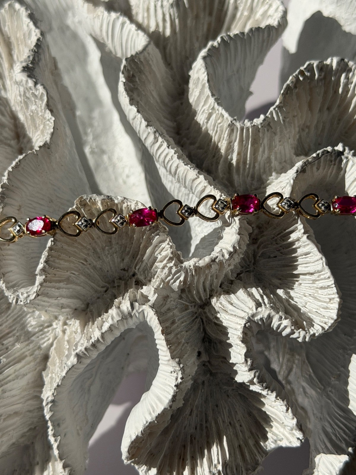 925 Sterling Silver Gold Plated Pink Topaz Bracelet