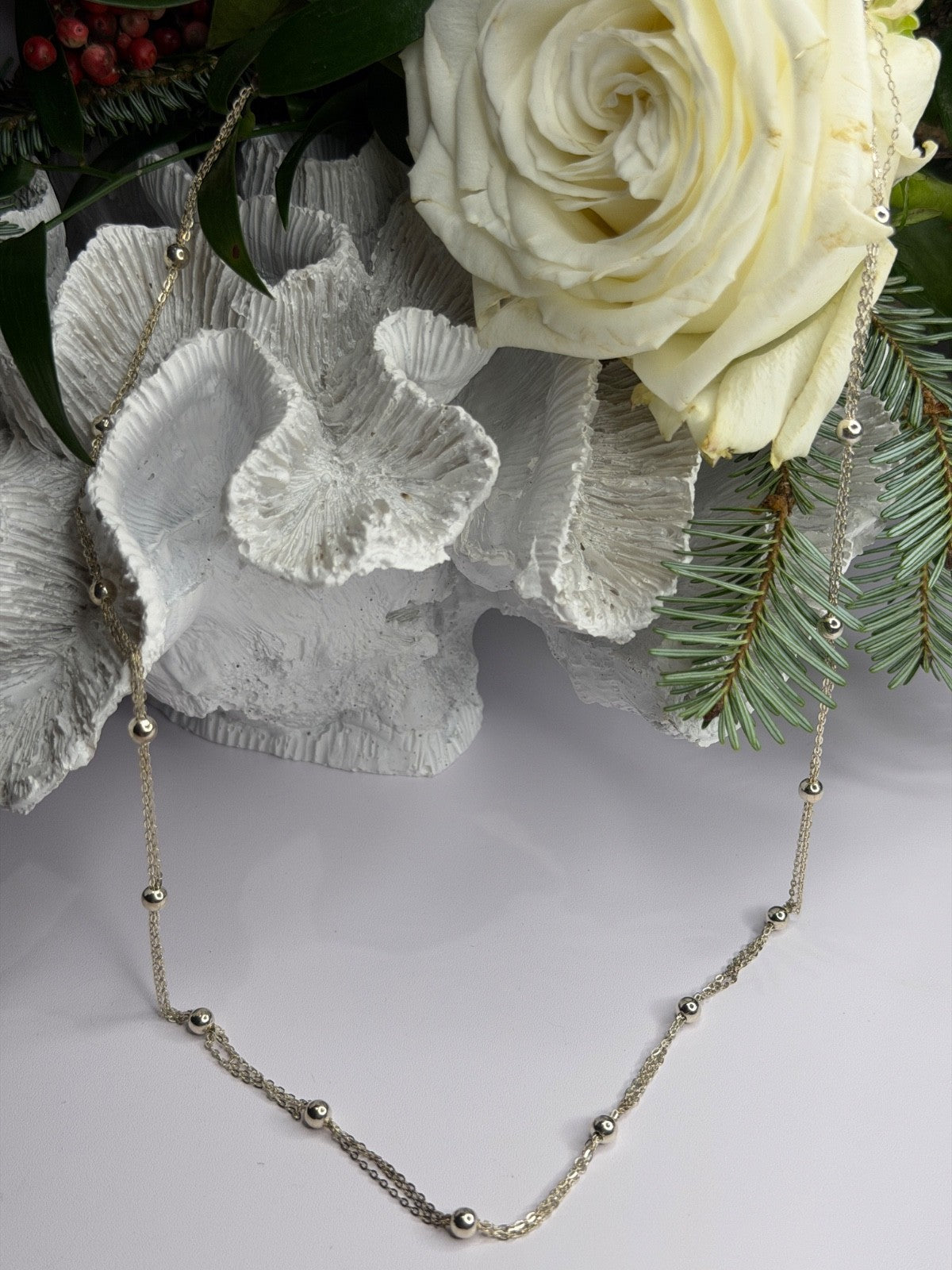 Elegant Italy 925 Sterling Silver Necklace Length 23 Inch