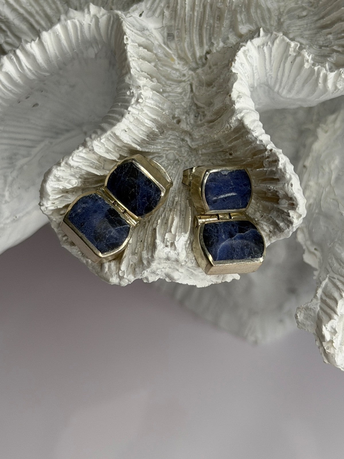 Vintage 950 Sterling Silver Sodalite Earrings