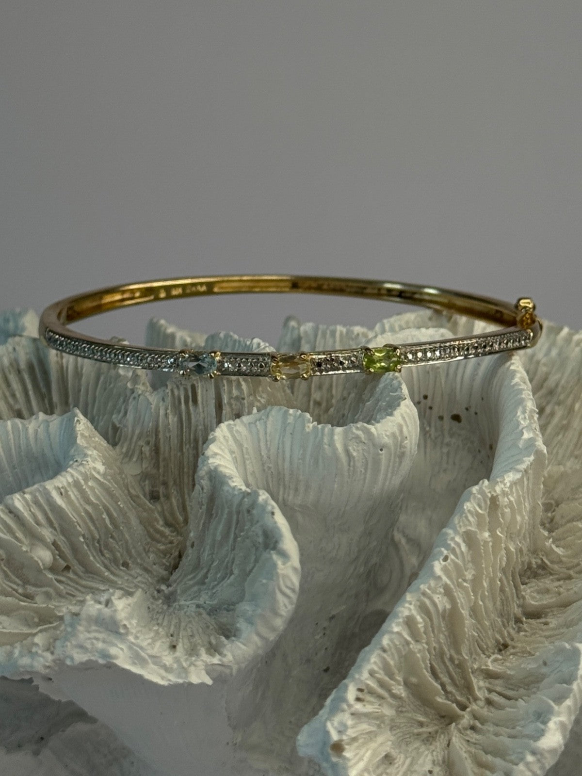 925 Sterling Silver Gold Plated Topaz Citrine Peridot Bracelet