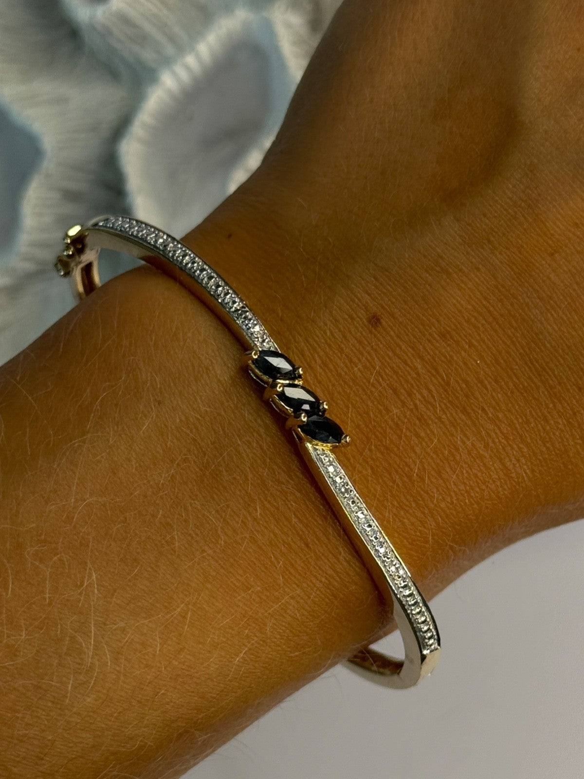 925 Sterling Silver Gold Plated Sapphire Bracelet