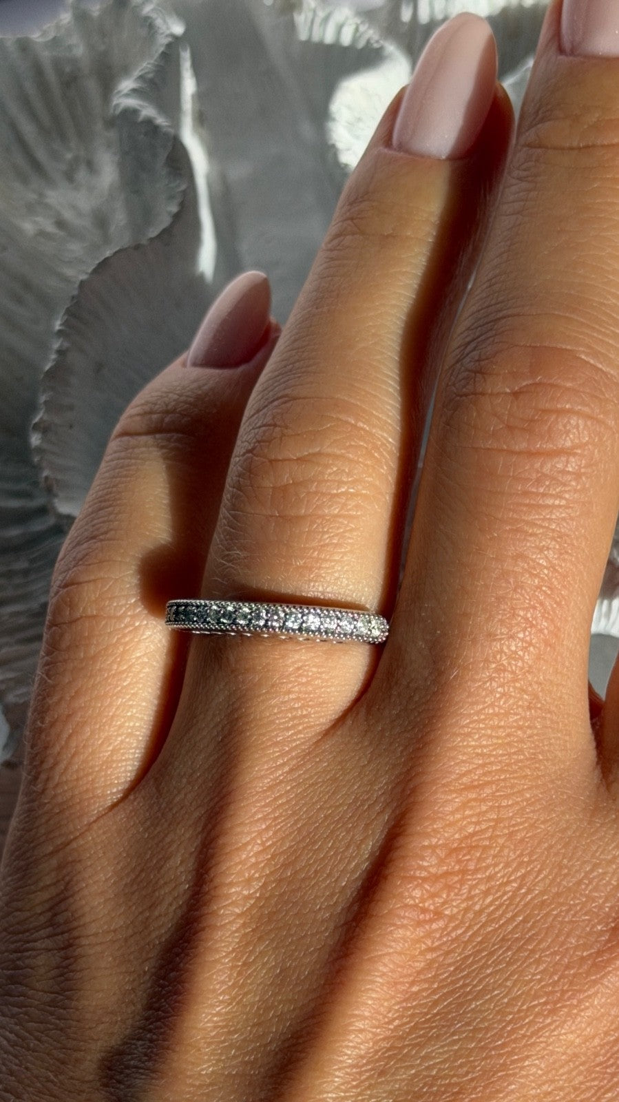 Unique Design 14K White Gold Diamond 0.25 ct Ring Sizable