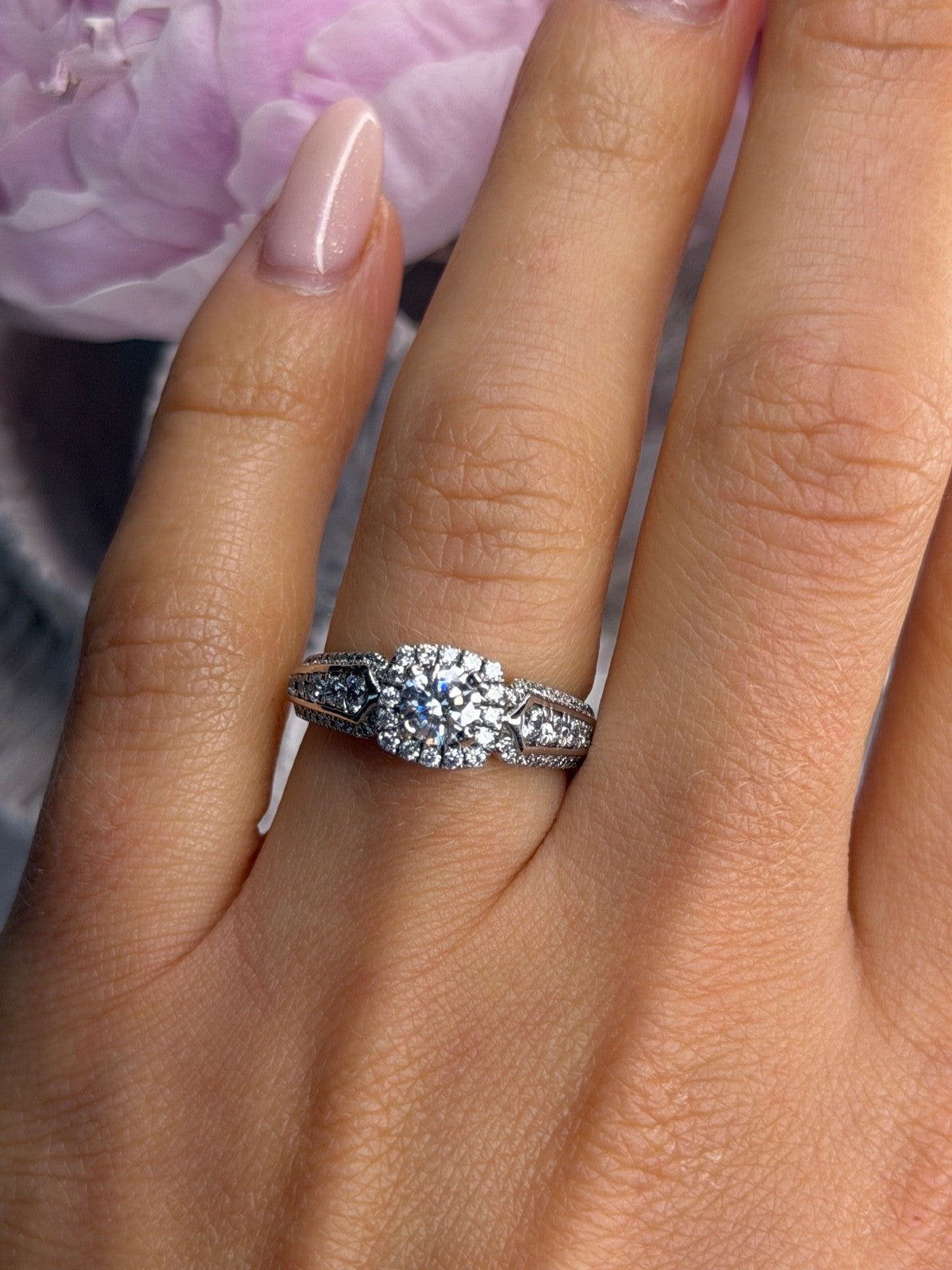 GOC 925 Sterling Silver tcw 1.43 Cz Ring Size 7