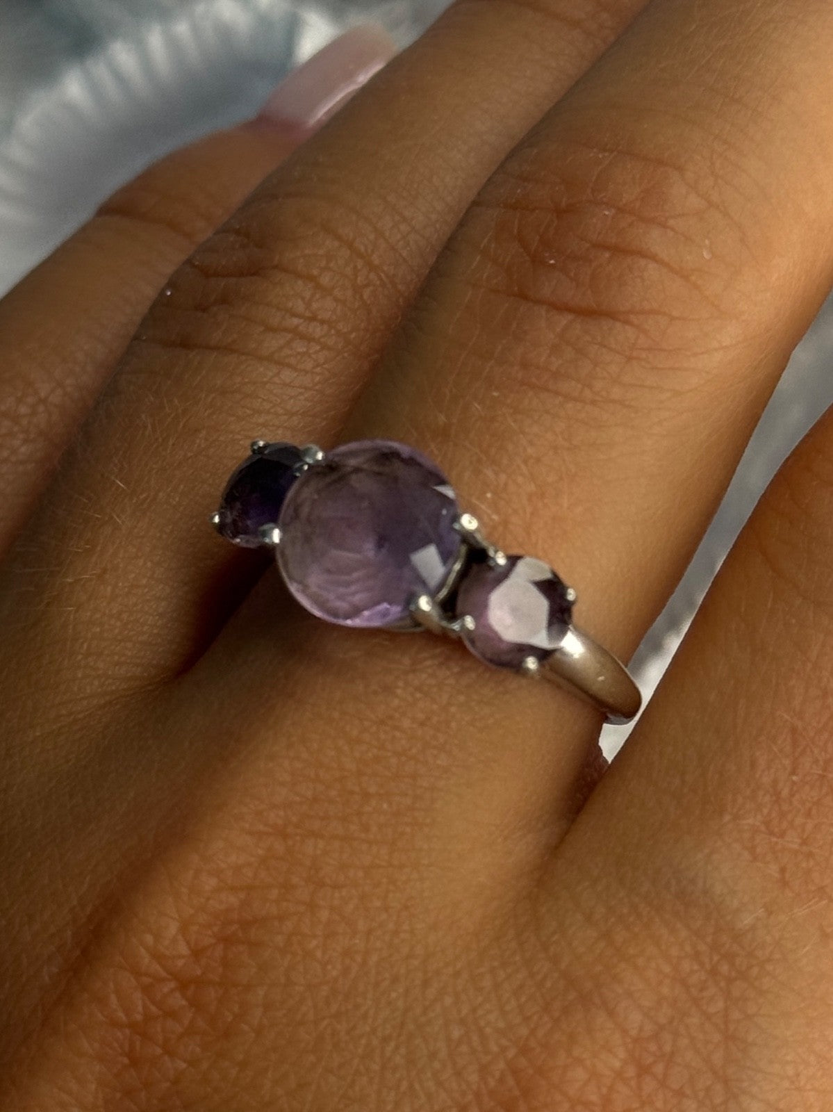 925 Sterling Silver Beautiful Amethyst Ring Size 10