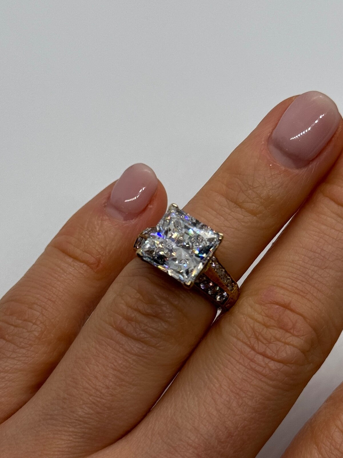 925 Sterling Silver Gold Plated CZ Ring Size 4.5