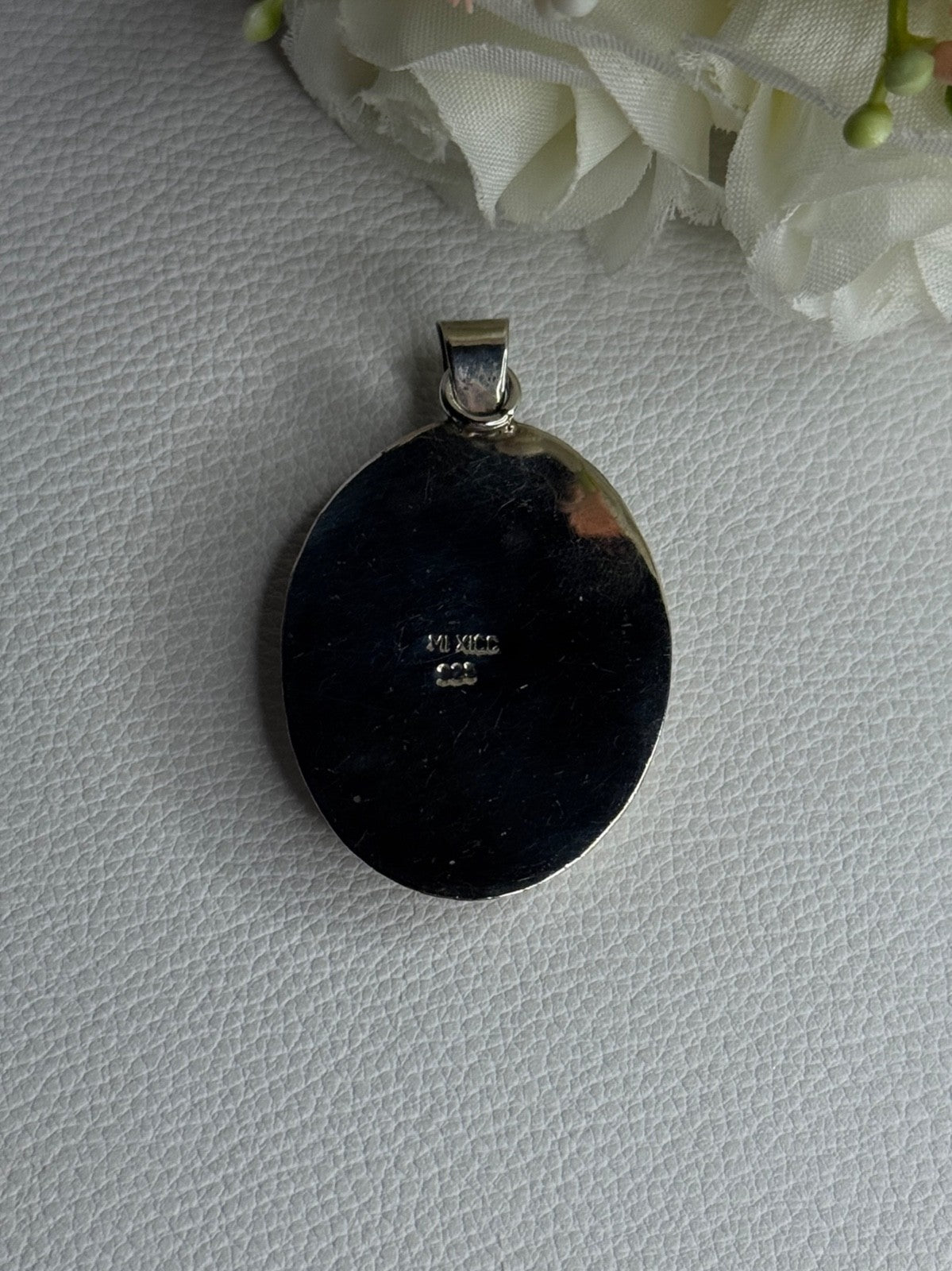 Vintage 925 Sterling Silver Abalone Pendant Length 2.10 Inch