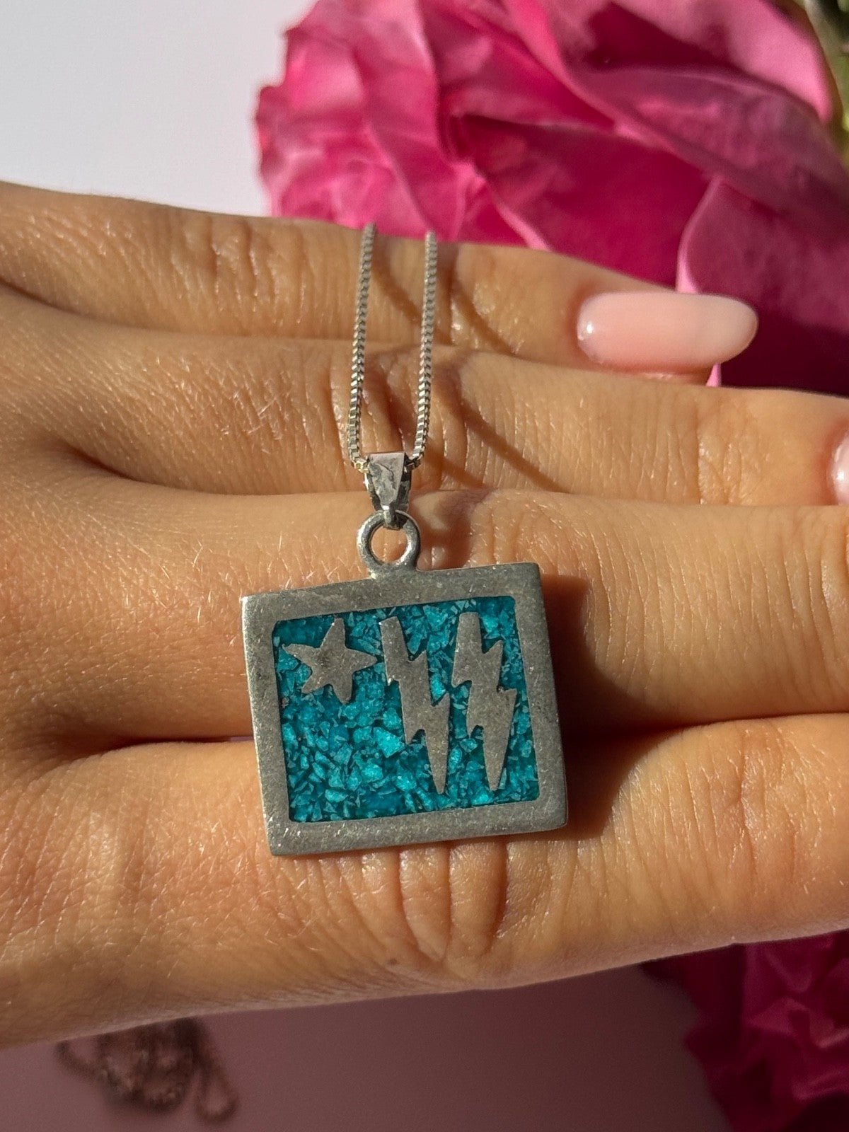 925 Sterling Silver Turquoise Necklace Length 21 Inch