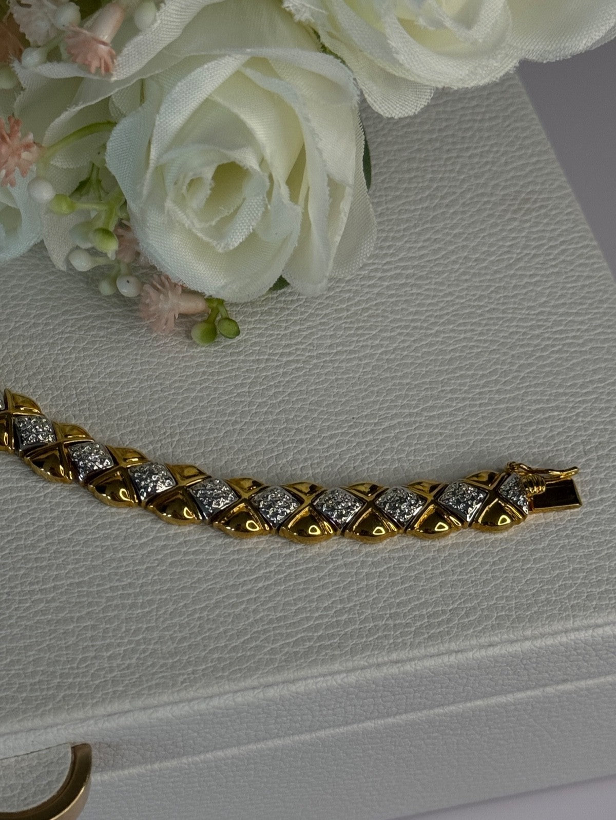 Charming 925 Sterling Silver Gold Plated Bracelet Length 7.5 Inch