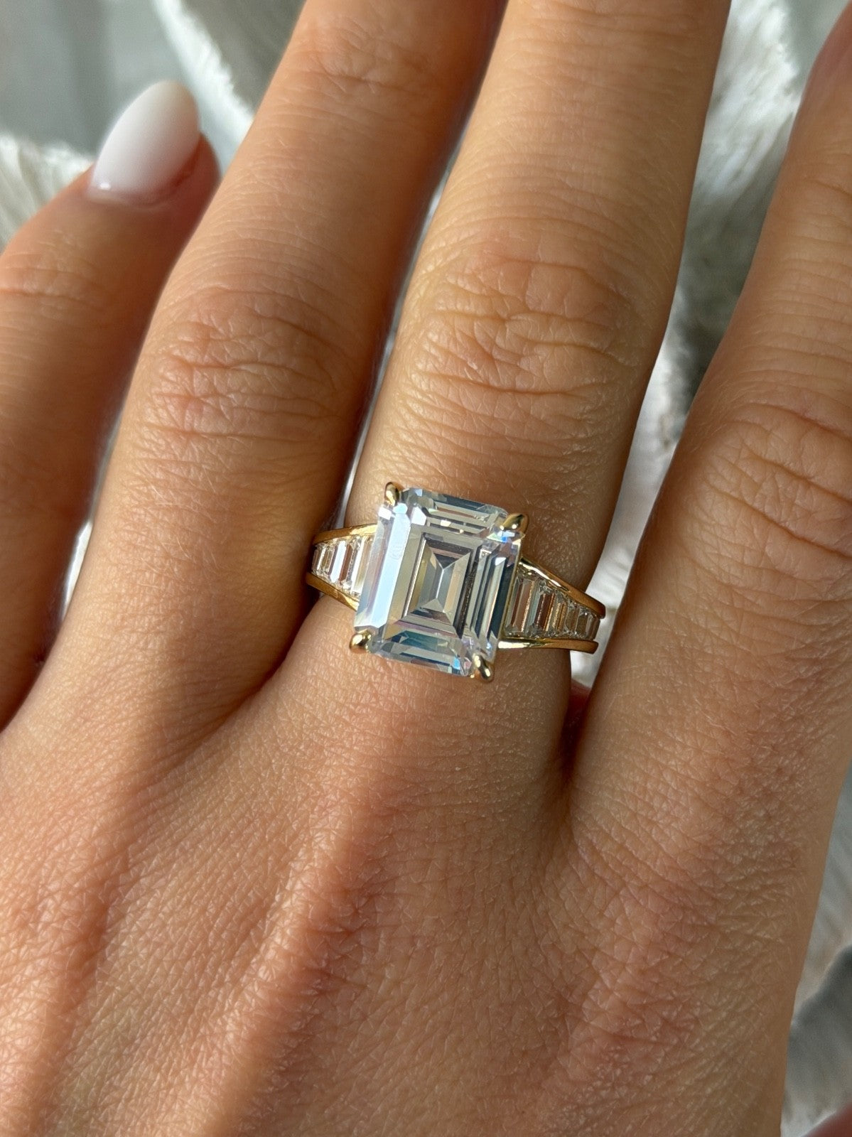 925 Sterling Silver Gold Plated Cz Ring Size 8