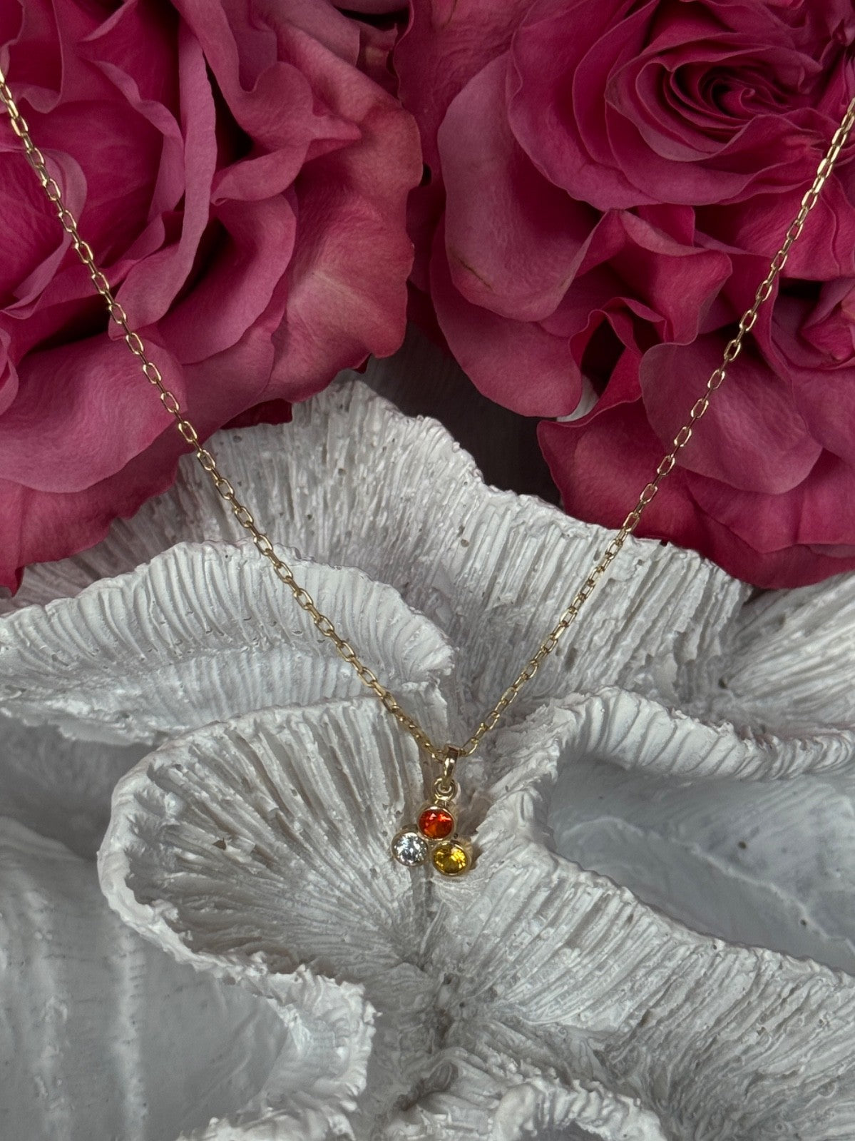 14K Yellow Gold Diamond Citrine Spinel Necklace