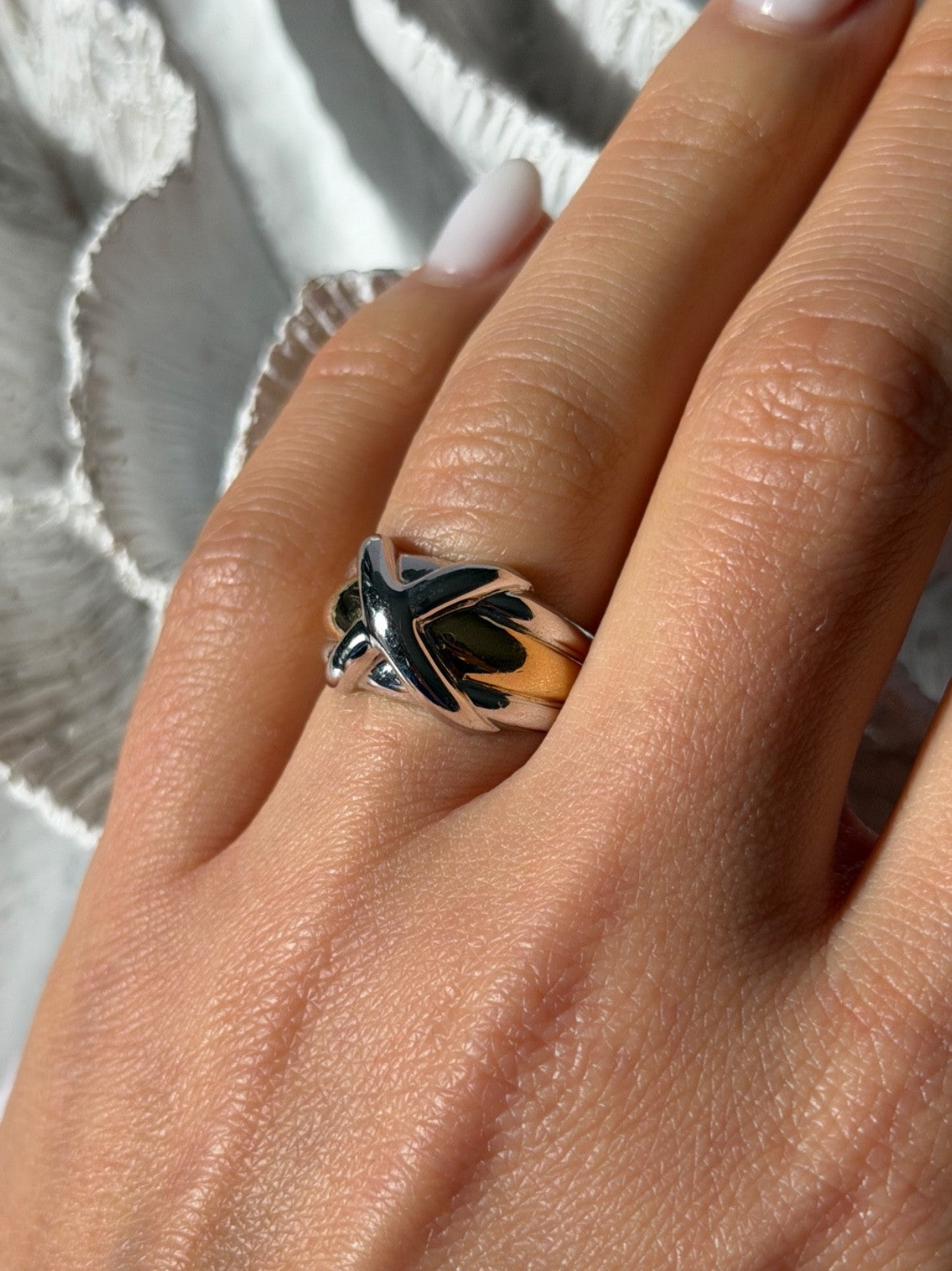 925 Sterling Silver Gold Plated Part Ring Size 7