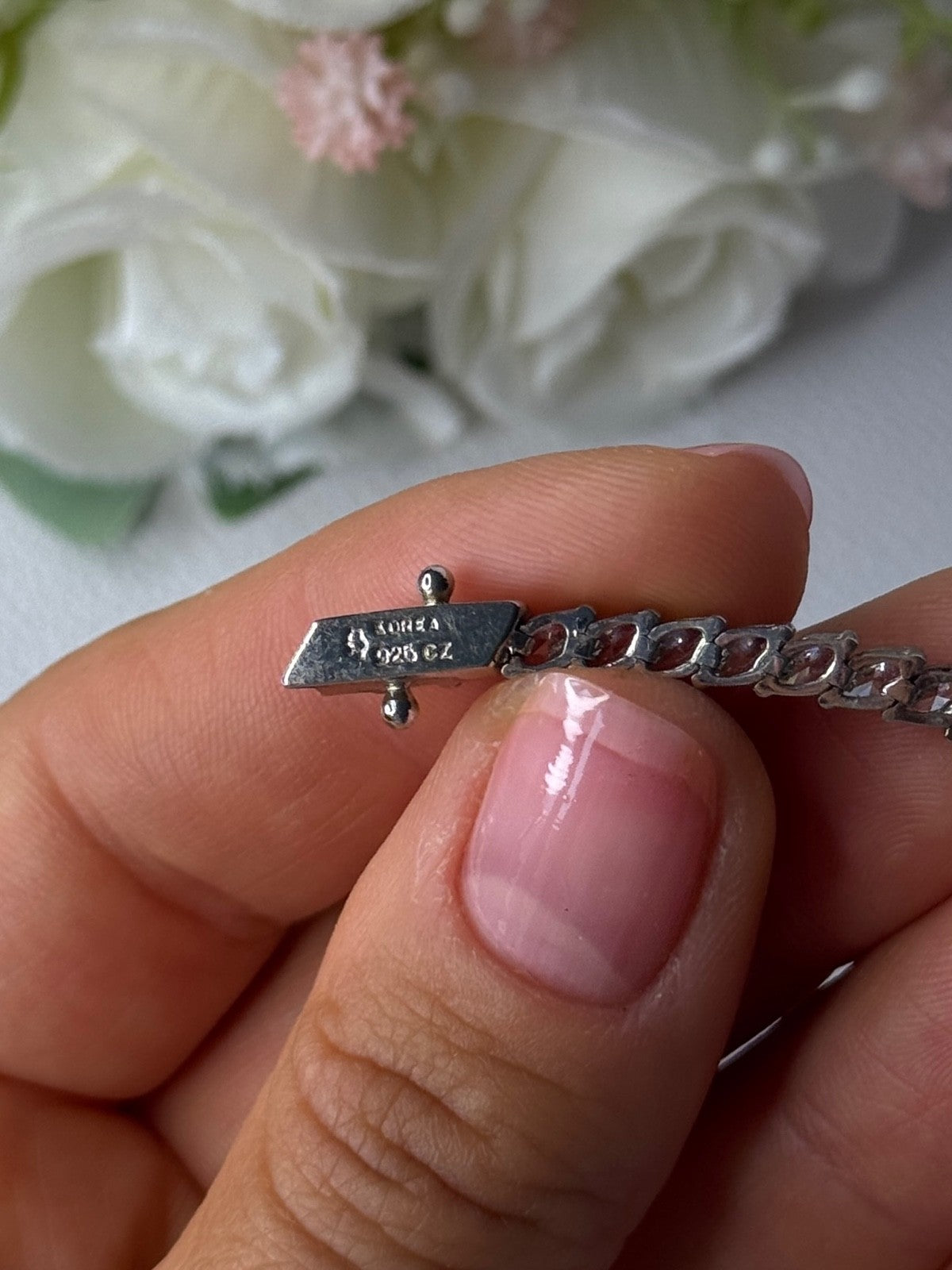 Elegant 925 Sterling Silver CZ Bracelet Length 7.5 Inch