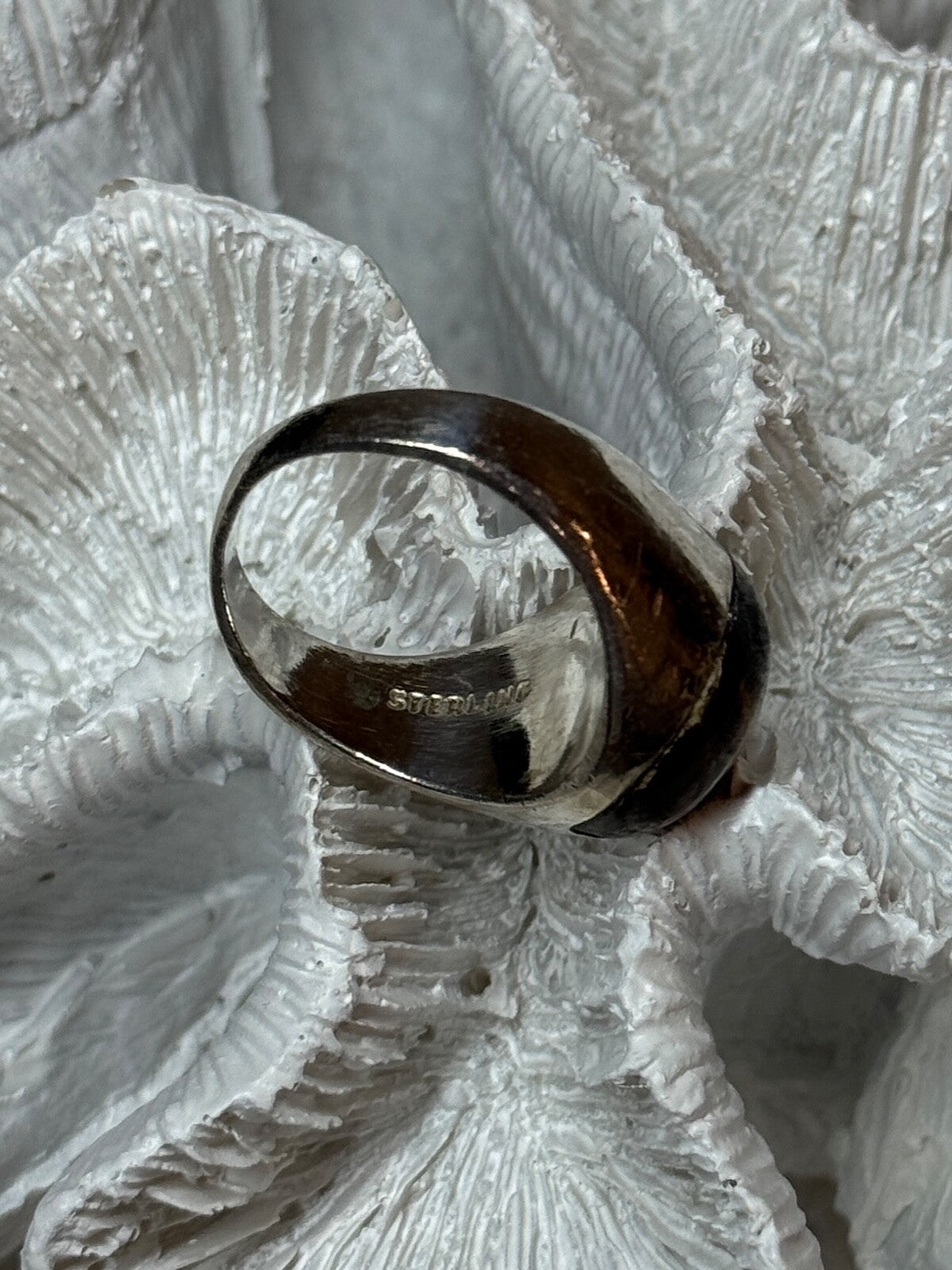 925 Sterling Silver Amber Men'S Ring Size 9