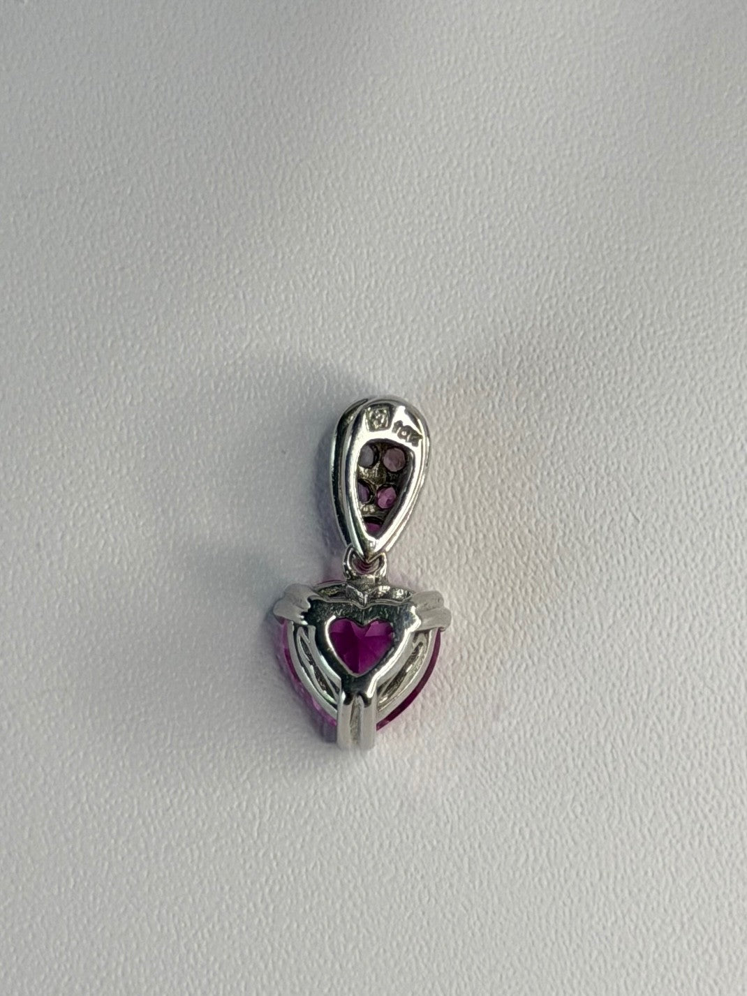10K White Gold Pink Topaz Heart Pendant