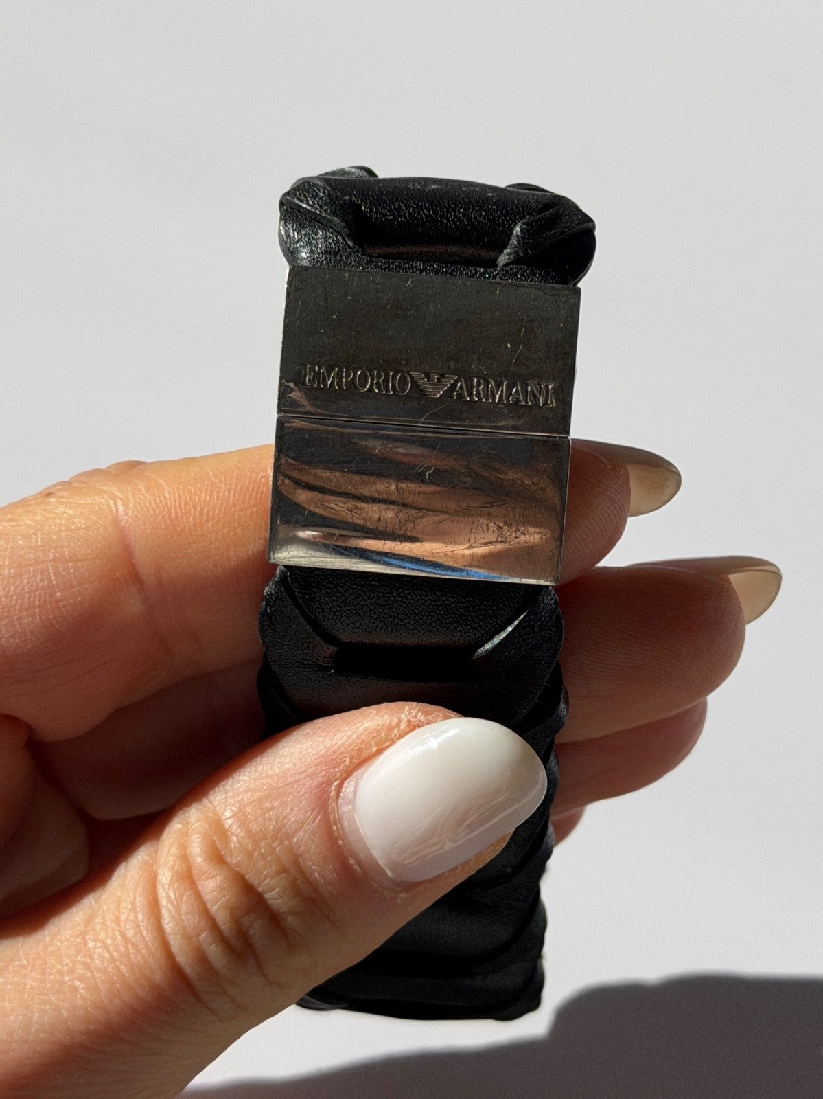 Emporio Armani Leather & 925 Sterling Silver Bracelet