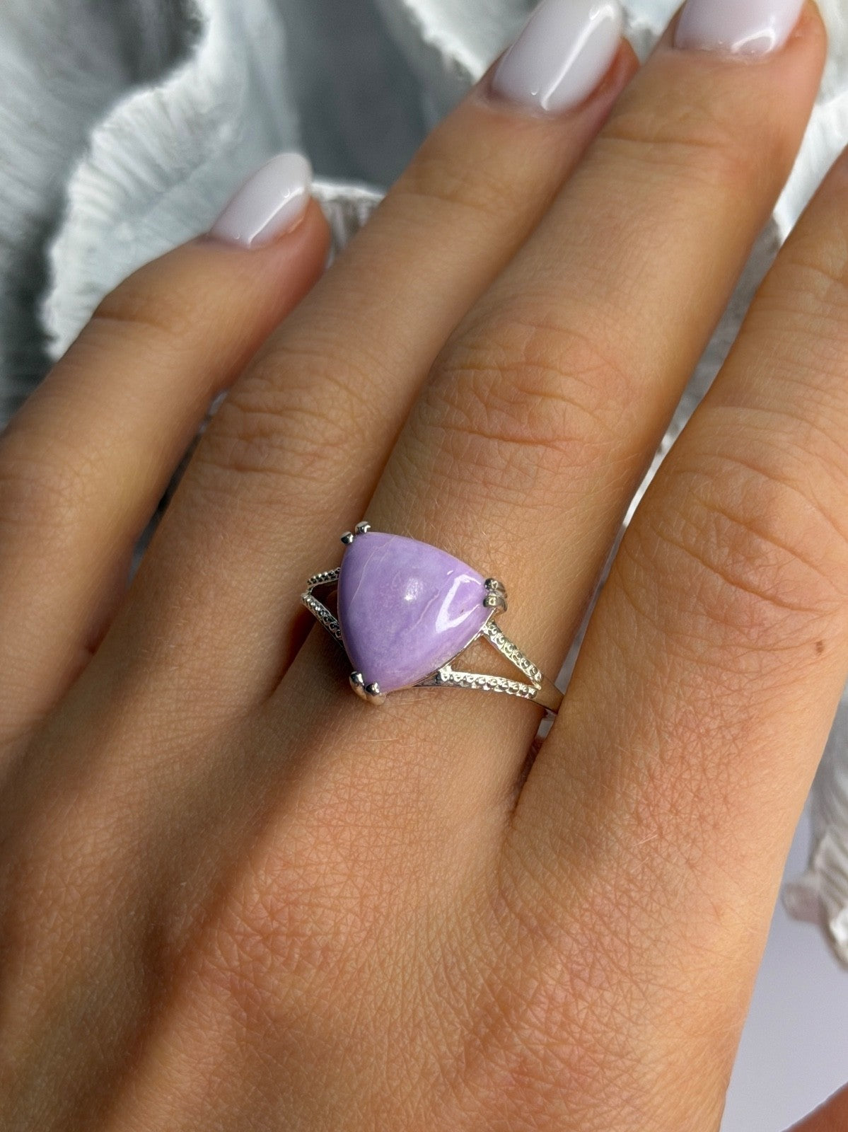 Djoy 925 Sterling Silver Lavender Jade Ring Size 10