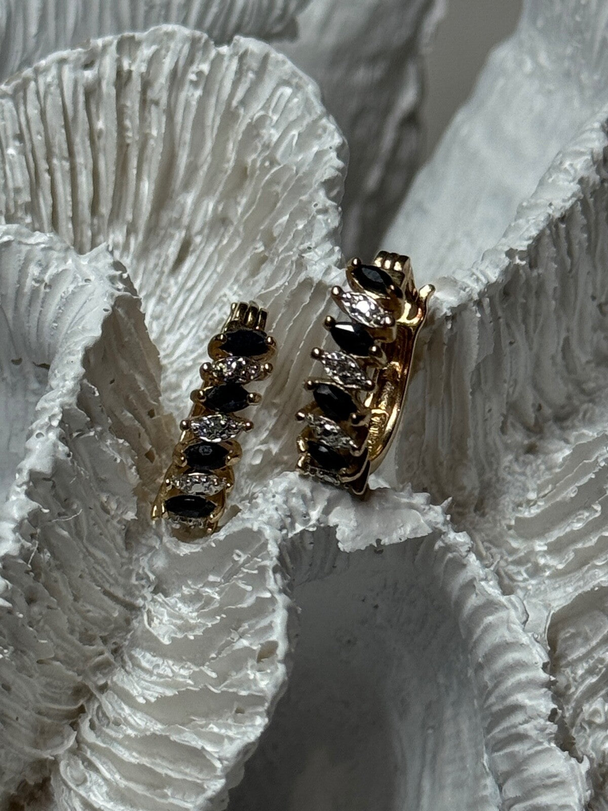 925 Sterling Silver Gold Plated Sapphire Earrings Length 0.8 Inch
