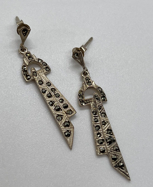 Vintage 925 Sterling Silver & Marcasites Earrings