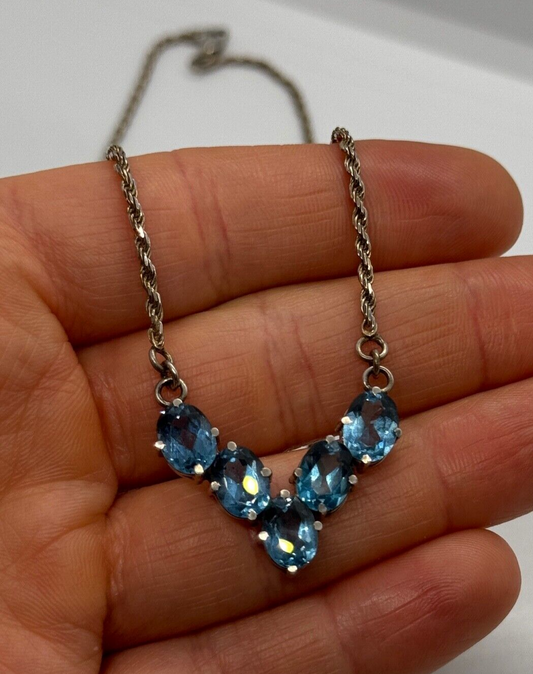 925 Sterling Silver Topaz Necklace Italy