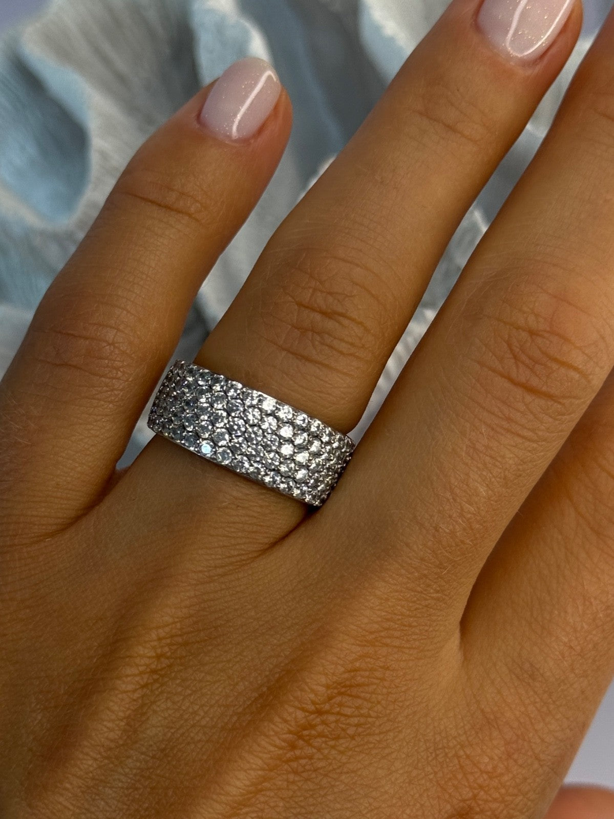 Elegant 925 Sterling Silver White Topaz Ring Size 6.5
