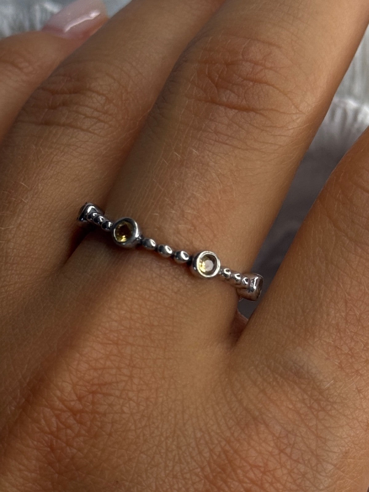 925 Sterling Silver Citrine Ring Size 9.5