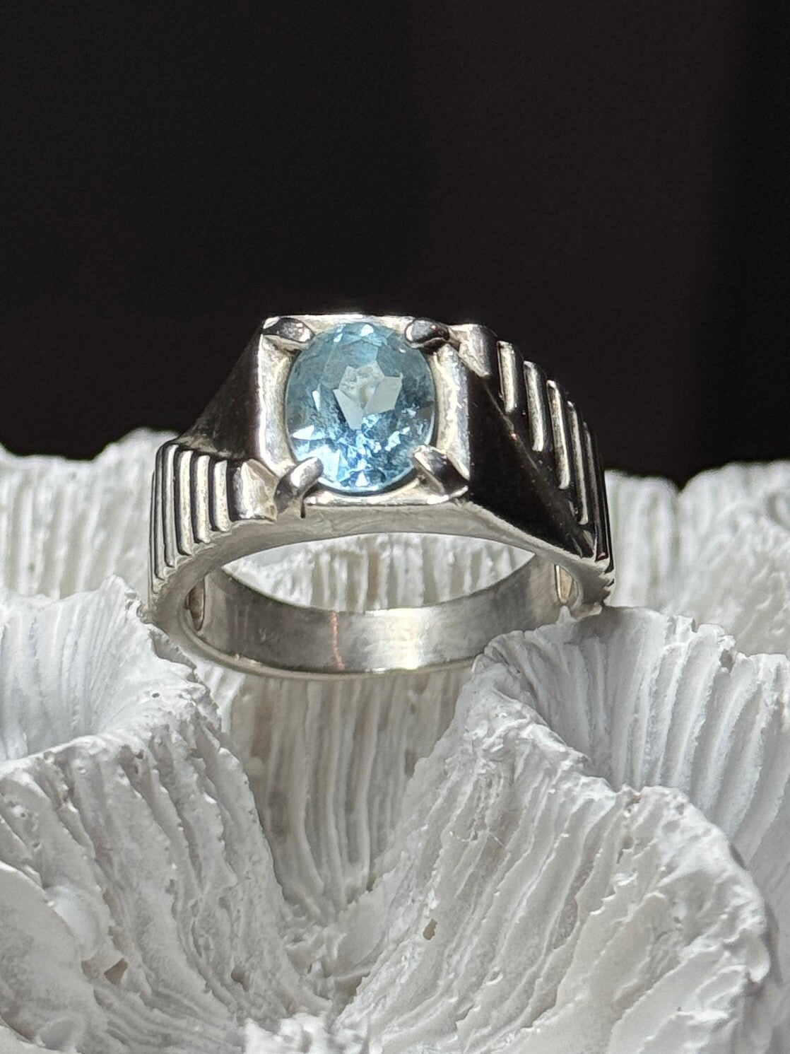 Men's 925 Sterling Silver Topaz Ring Size 8.5