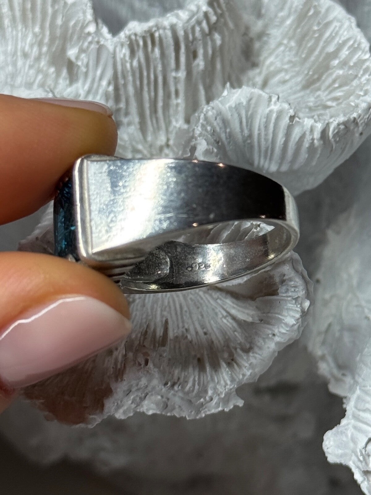 Men'S 925 Sterling Silver Aquamarine Ring Size 9