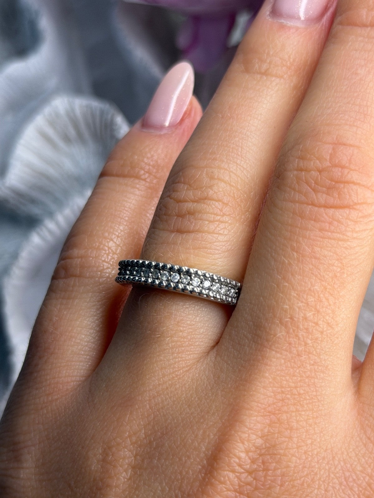 925 Sterling Silver White Spinel Ring Size 7