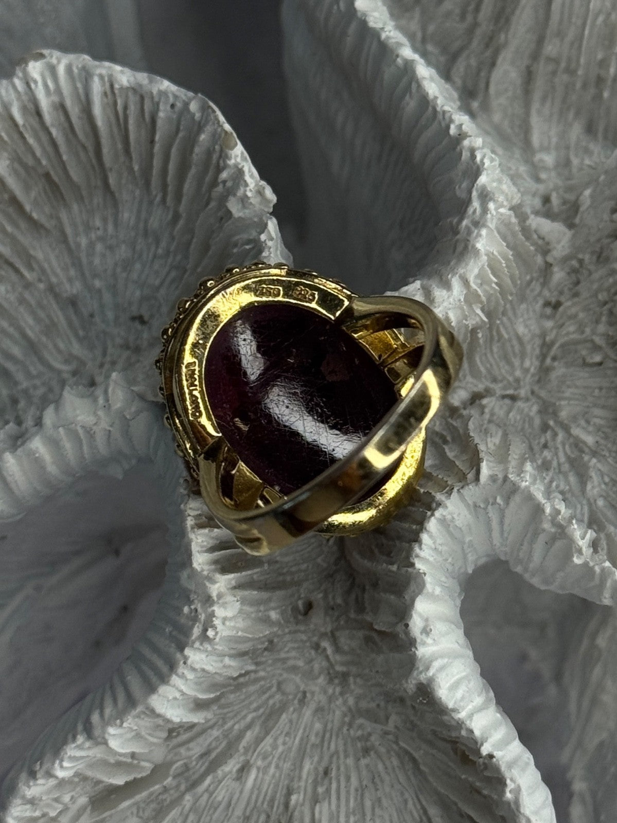 925 Sterling Silver Gold Plated Ruby Ring Size 7.5
