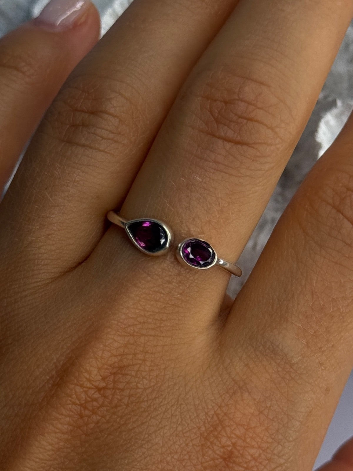 925 Sterling Silver Purple Tourmaline Ring Sizable