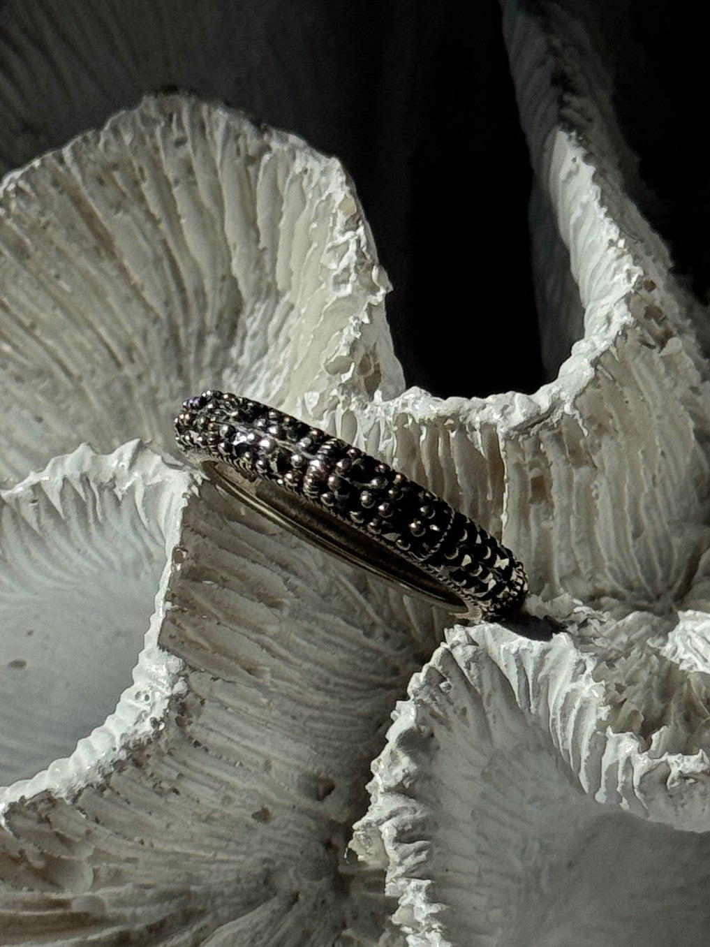 925 Sterling Silver Marcasite Band Ring Size 8