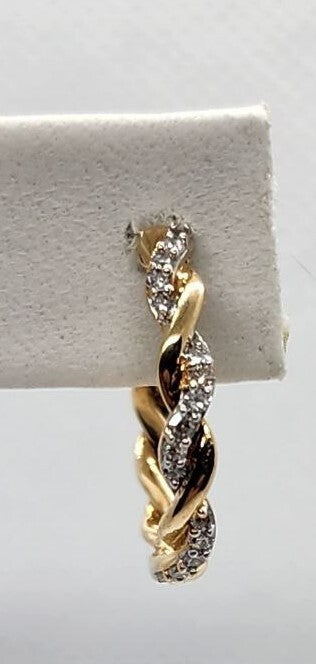10K Yellow Gold Diamonds 0.3 Carat Earrings Length 18 mm