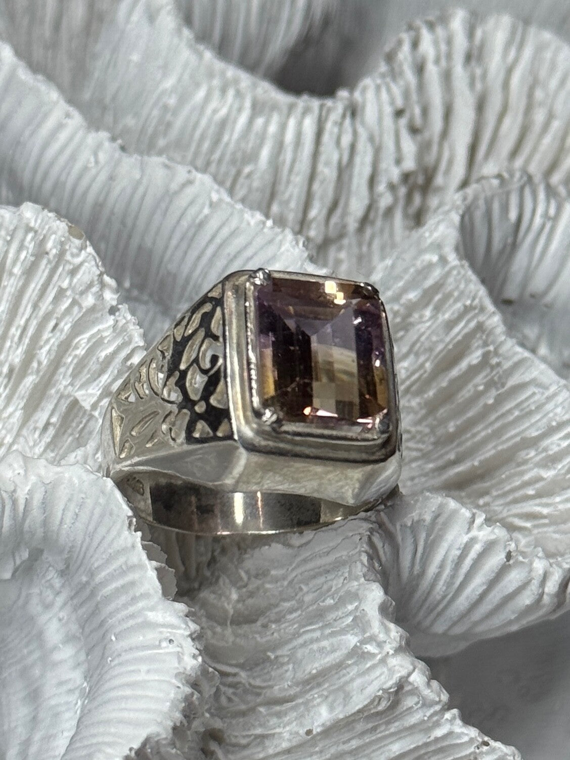 925 Sterling Silver Spinel Men's Ring Size 8
