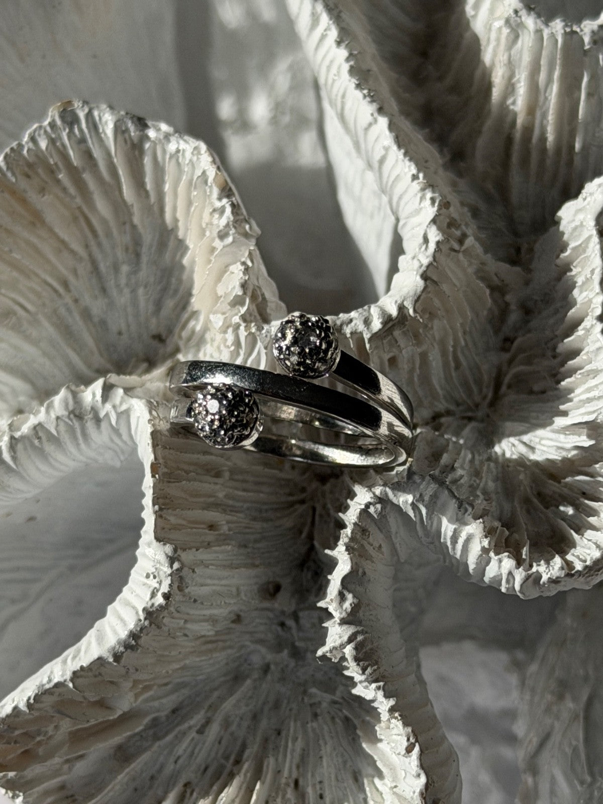 925 Sterling Silver White Topaz Ring Size 9