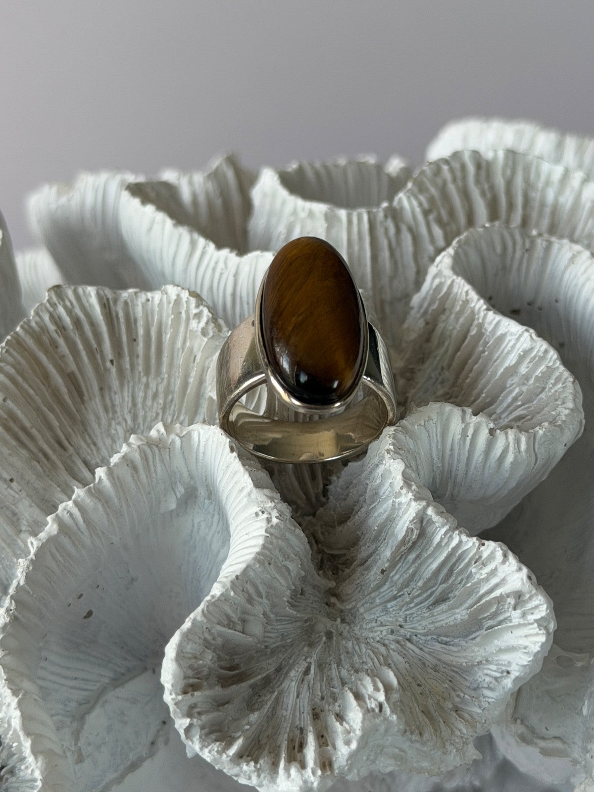 925 Sterling Silver Tigers Eye Ring Size 7